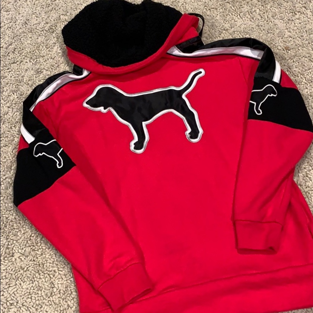 VS PINK Sherpa Hood Quarter Zip